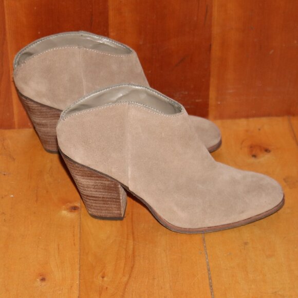 Dolce Vita Selene Tan Suede Open Back Slip On 3" Heel Bootie Mules Sz 7 - Picture 2 of 8